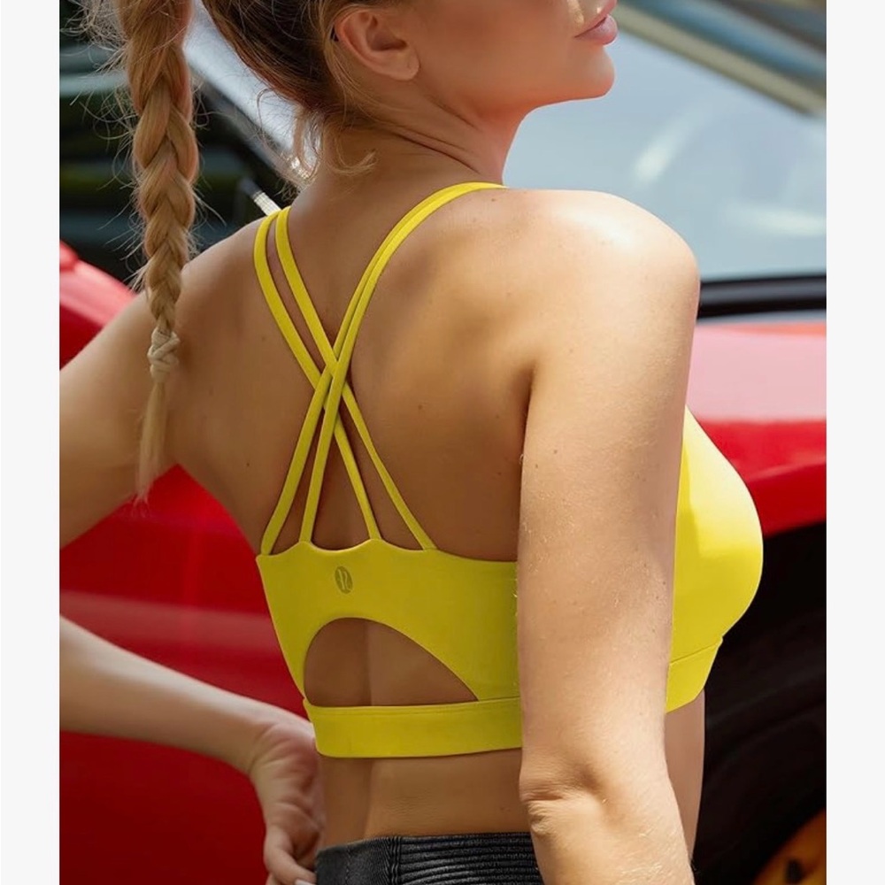 Vibrant Yellow Strappy Sports Bra